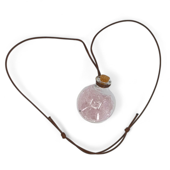 Pink Glass Shard Globe Car Charm Suncatcher Wish Bottle Handmade J2433 - Picture 2 of 4